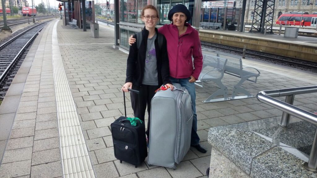 My host mom and me at the train station, heading to the airport to fly home
